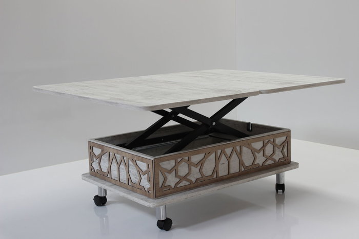 Hanah Home Mesa de Café Blanco Antiguo con Dimensiones Ajustables